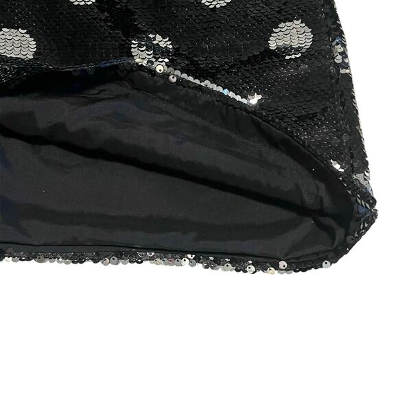 Sister Jane Olympic Long Sleeve Polka Dot Sequin Mini Dress Black Silver Medium - Picture 7 of 11